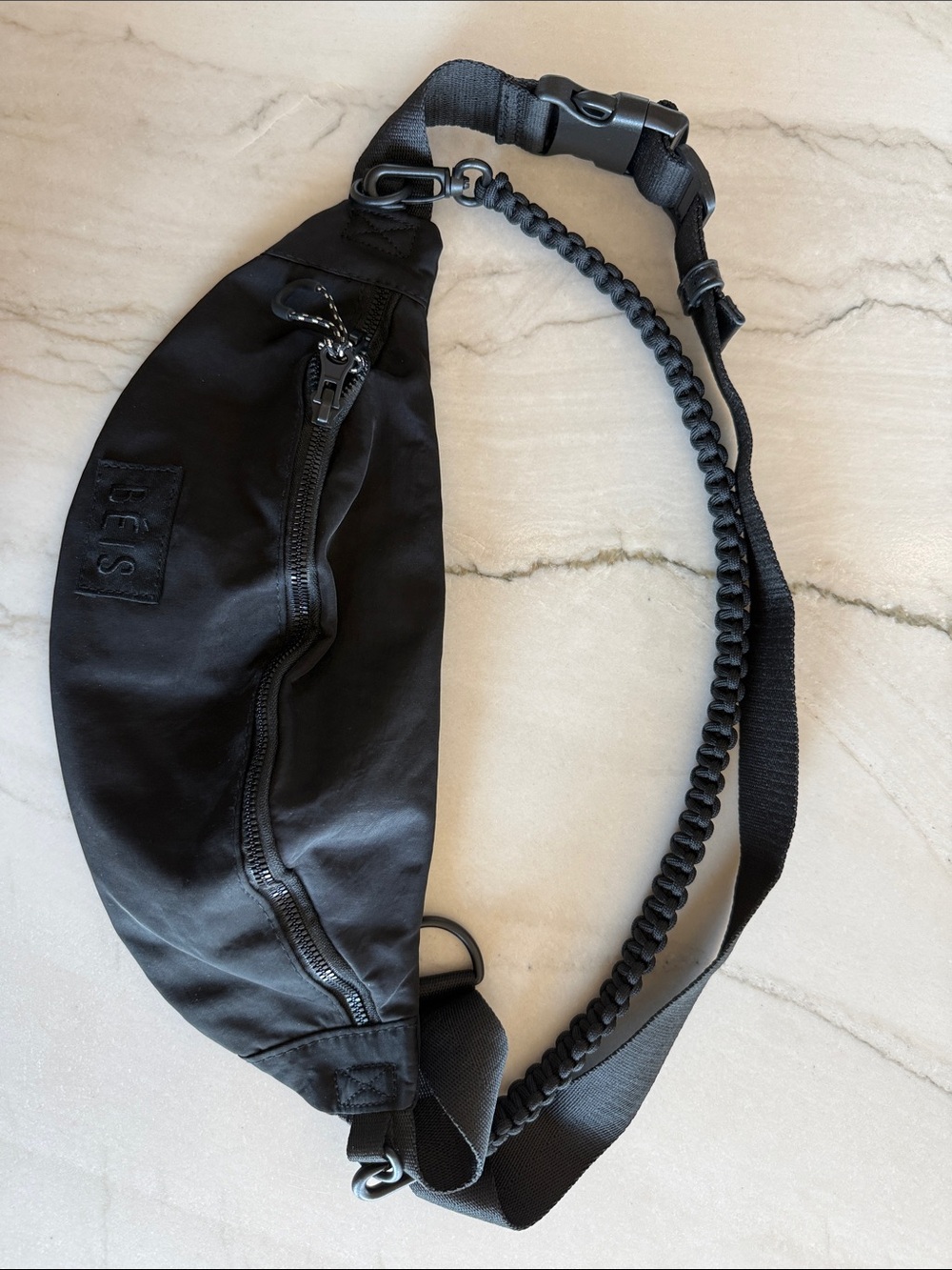BEIS Black Belt Bag with Paracord Strap